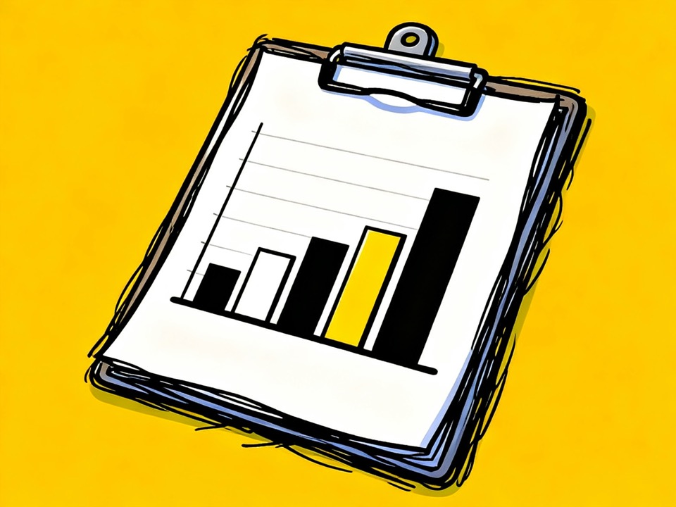 A clipboard showing customer-feedback themes ranked by size as a bar chart